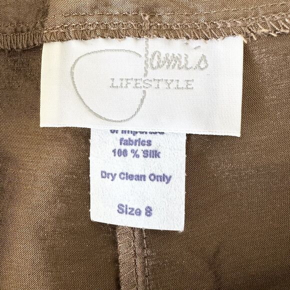 Vintage Jami's Lifestyle 100% Silk Pants Size 8 Metallic Bronze - Picture 7 of 10
